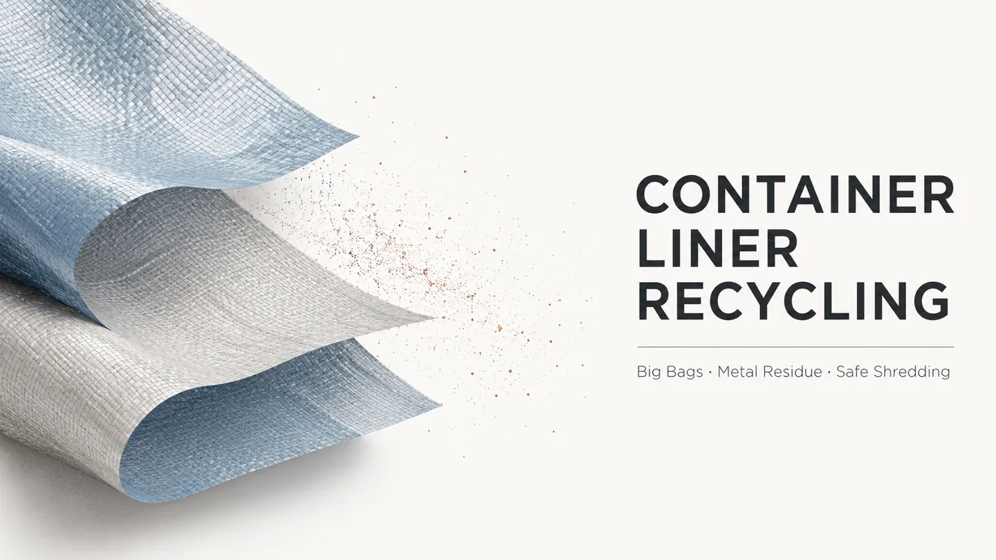 Container Liner Shredder for Big Bags and Dry Bulk Liners with Metal Residue