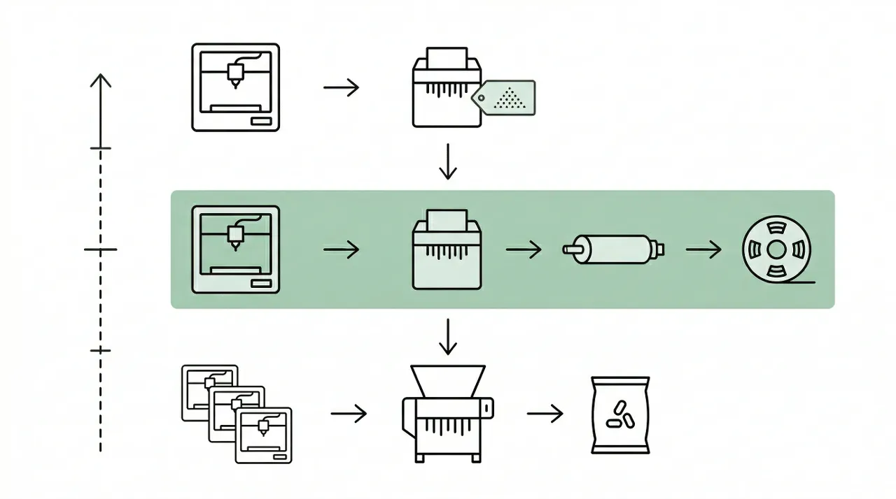 Kunststoffrecyclingmaschinen fuer 3D-Drucker: welches Setup passt zu Ihrem Abfallvolumen?