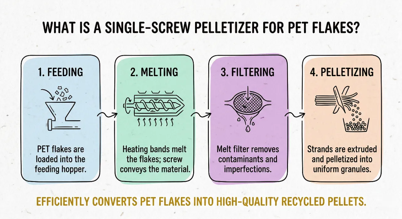 What Is a Single-Screw Pelletizer for PET Flakes?