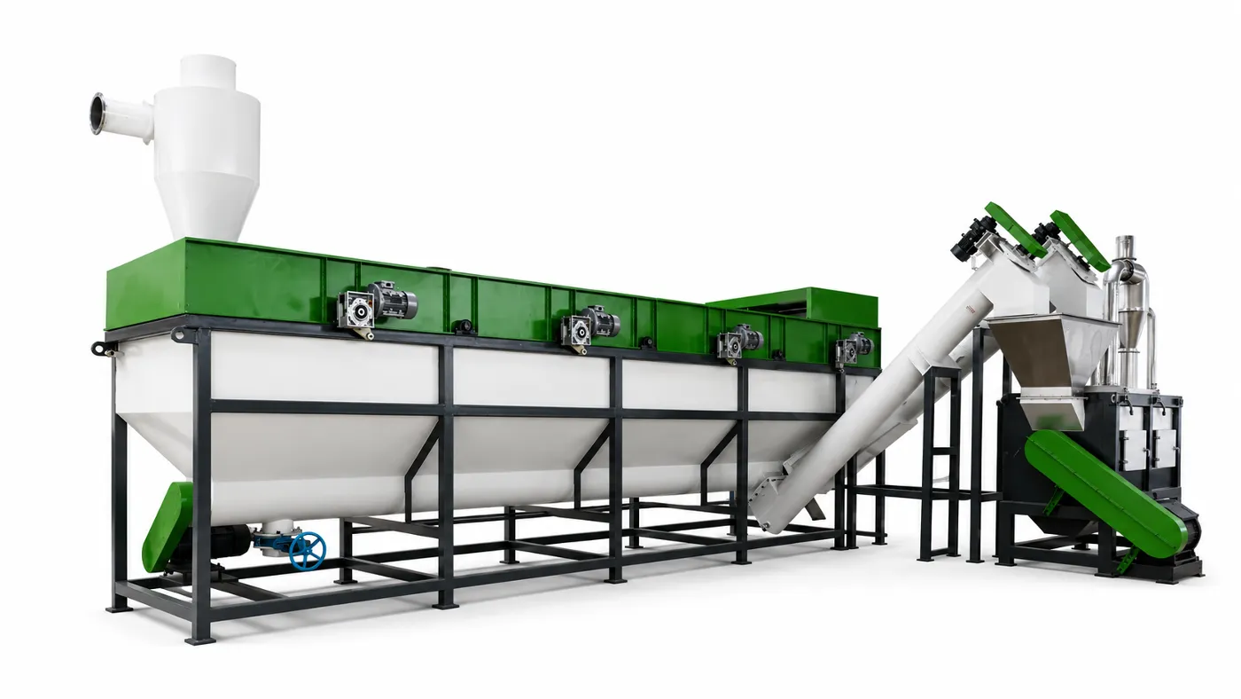 Complete plastic washing line installed in a factory