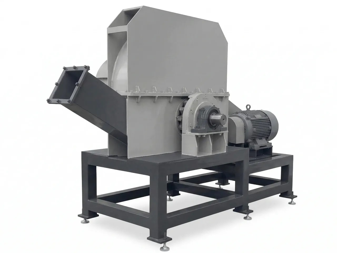 Horizontal heavy-duty HDPE pipe shredder main view
