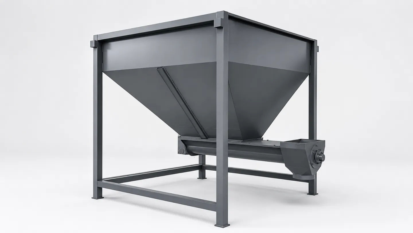 Discharge hopper and screw conveyor for a silicone rubber separator