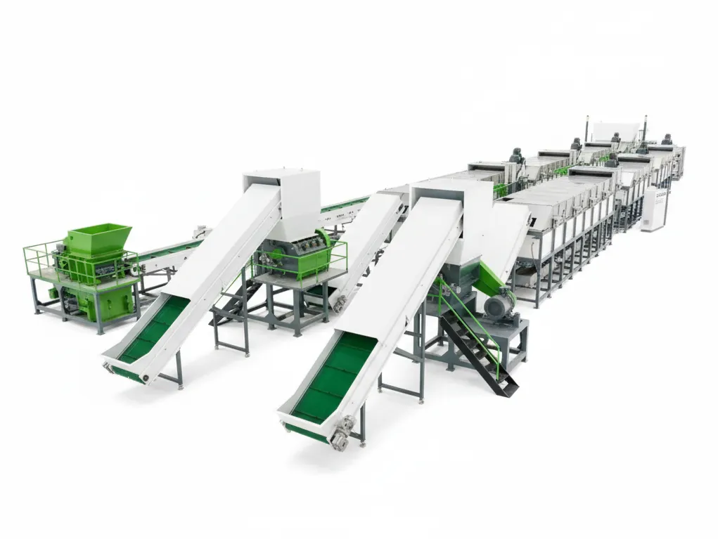 Integrated plastic washing line installed in a recycling factory